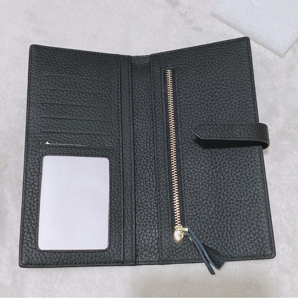 New Black Long Wallet Gold H Logo - Picture 2 of 2